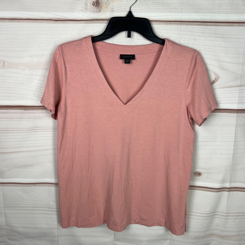 J Jill Top Womens XS Pink Wearever V-Neck T-Shirt Short Sleeve Solid Jersey Knit